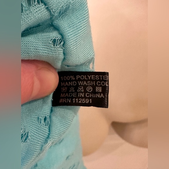 Turquoise Distressed Infinity Scarf Lightweight T Shirt Summer Scarf Artsy - Picture 5 of 5